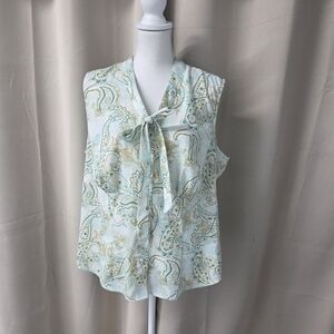 Merona Paisley Tie-Front Blouse - Cream and Green